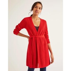 Boden Cara Cardigan Red Ribbed Knit Long Sleeve‎ Wool Cashmere Cotton Small